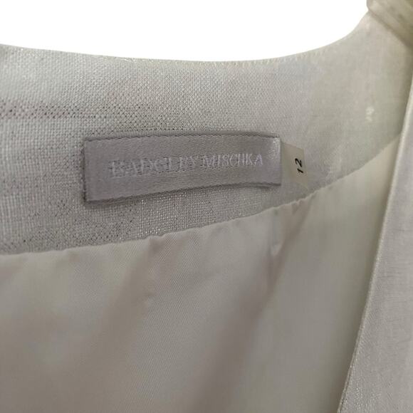 Badgley Mischka Linen White Silver Sleeveless Dress size 12 - Picture 3 of 6